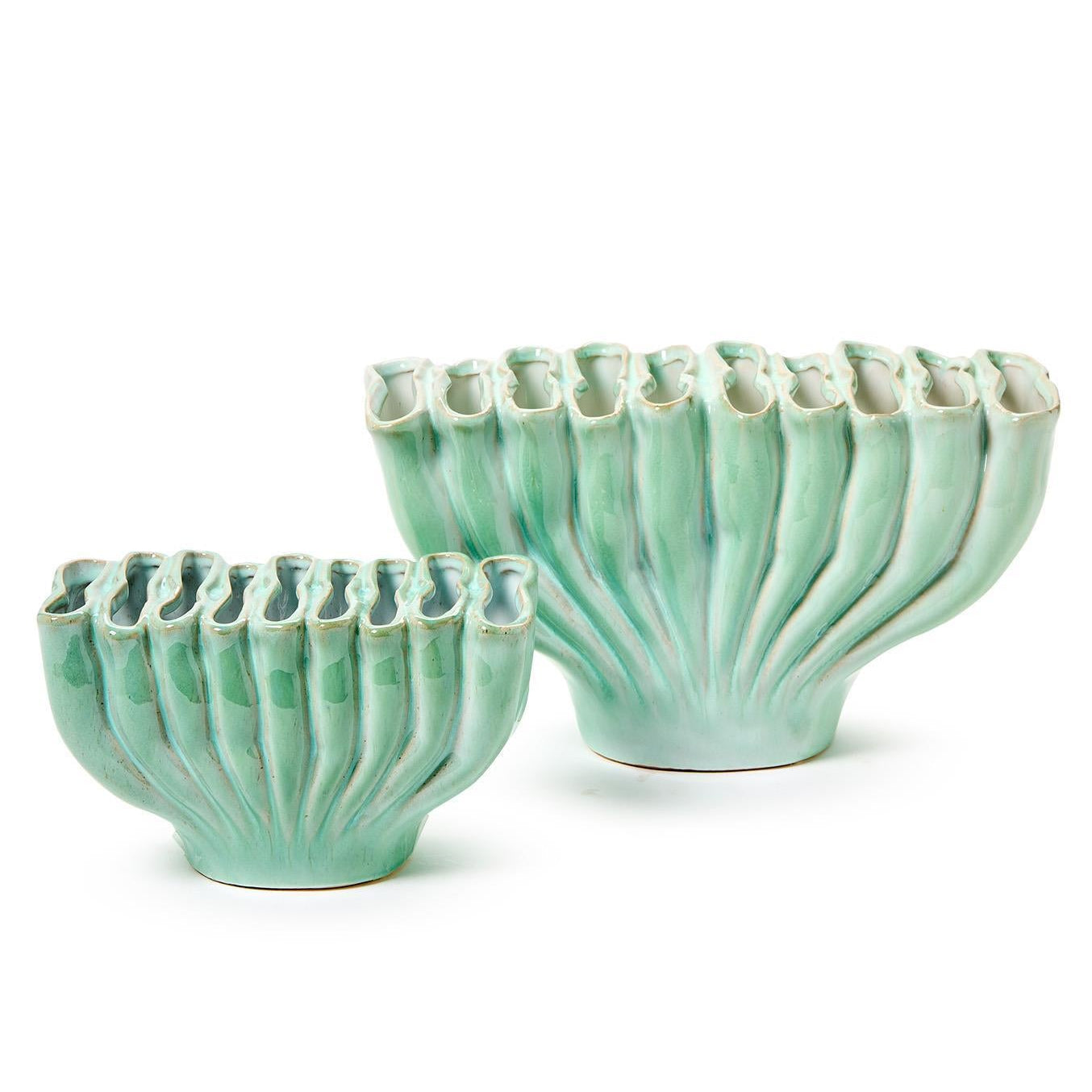 Celadon Ceramic Vase Set of 2