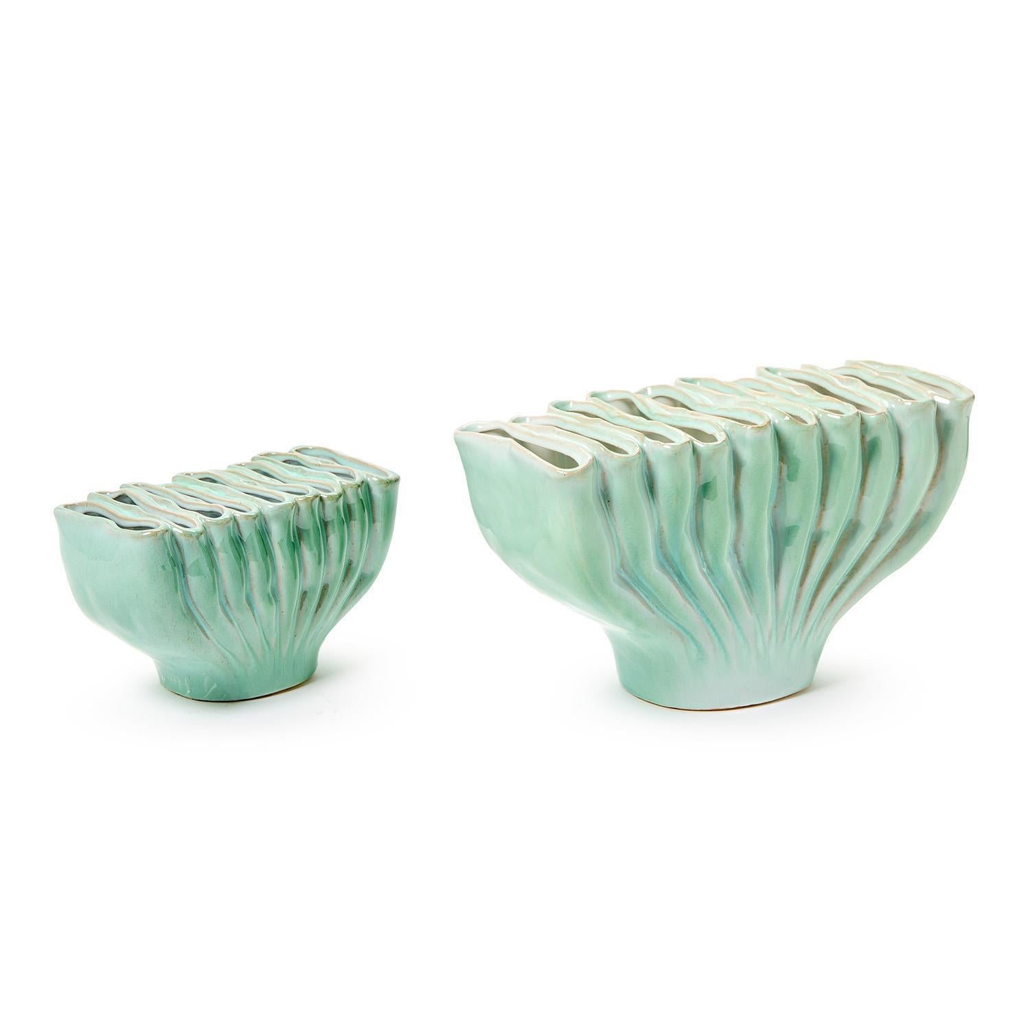 Celadon Ceramic Vase Set of 2