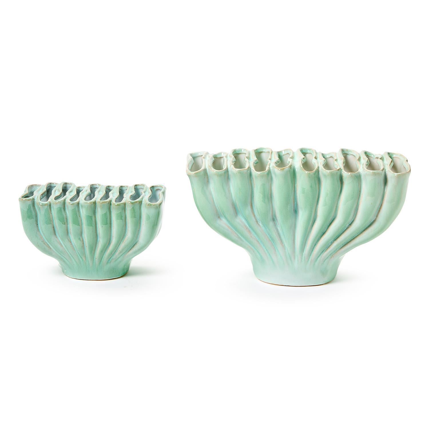Celadon Ceramic Vase Set of 2