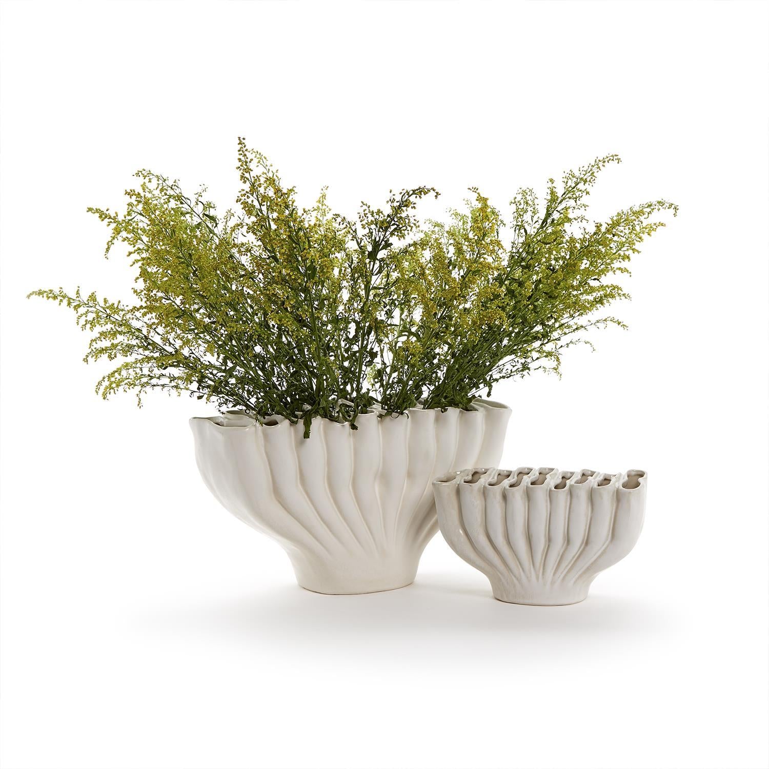 White Ceramic Vase Set of 2