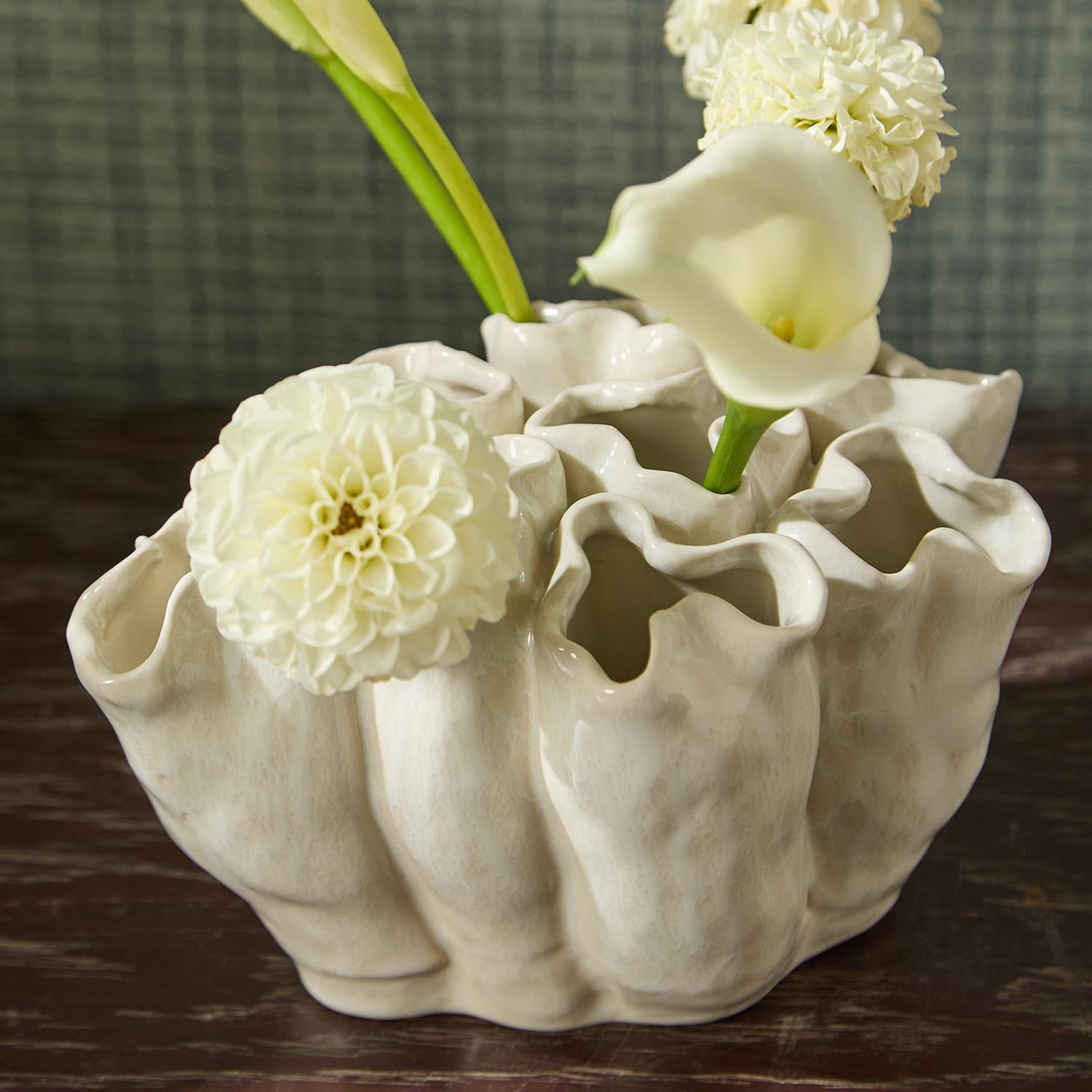 Banyan White Ceramic Vase Set of 2