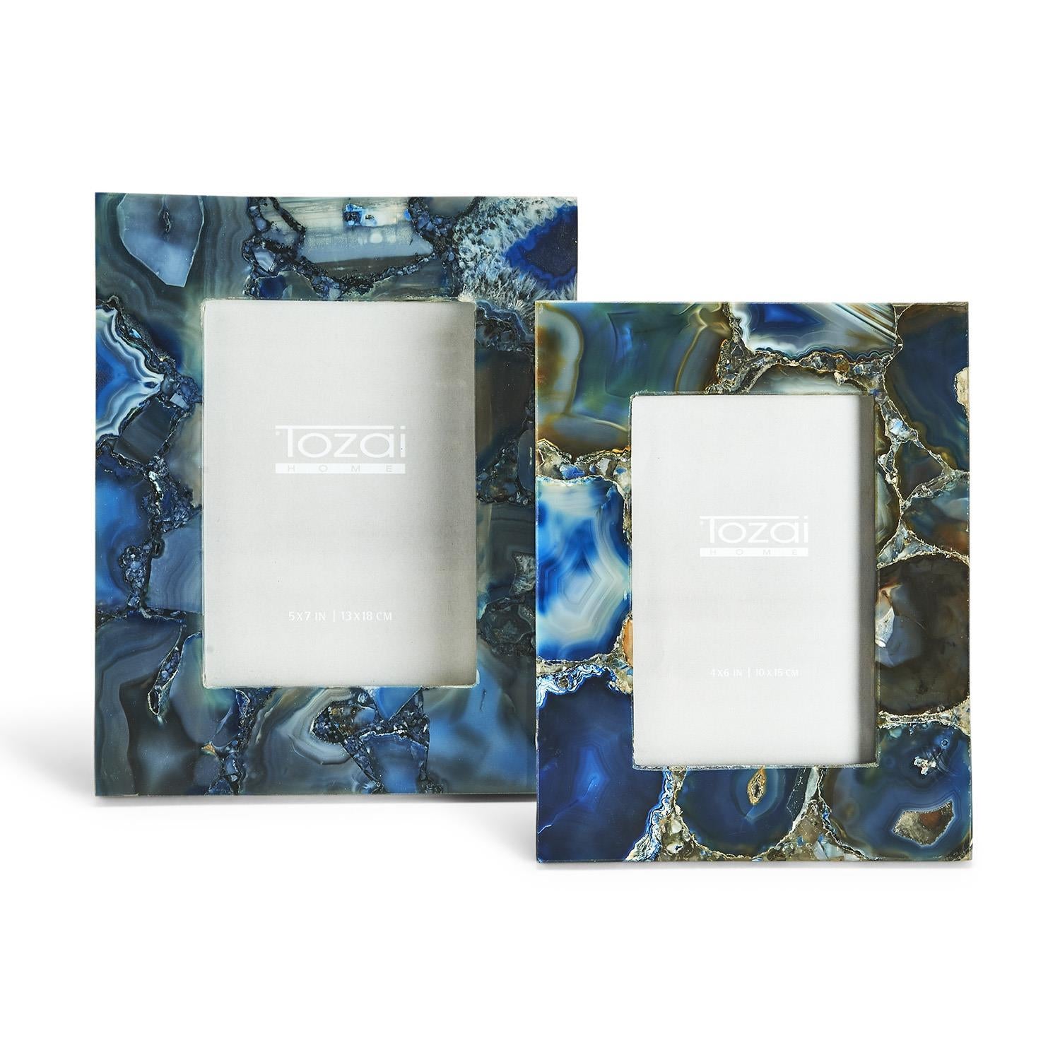 Blue Agate Photo Frame Set of 2