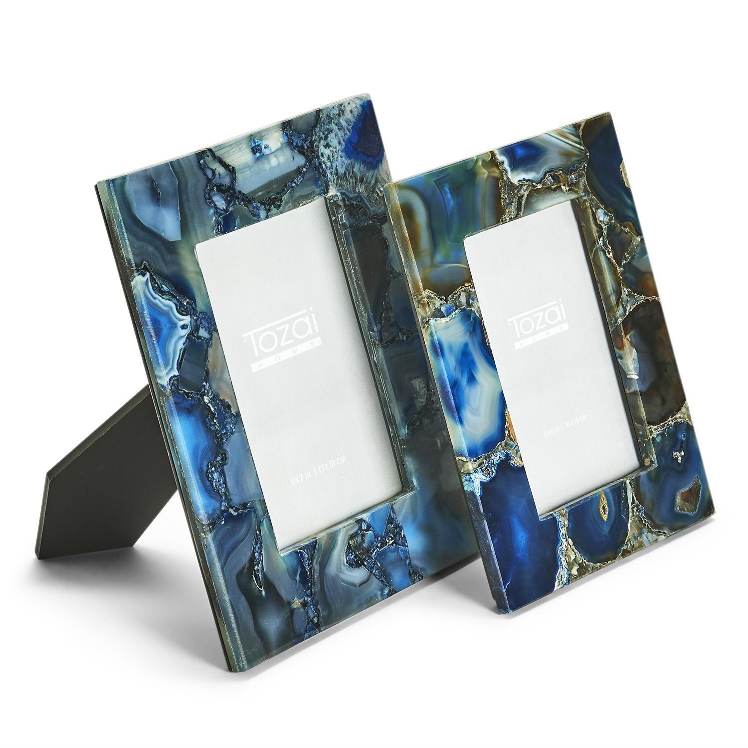 Blue Agate Photo Frame Set of 2