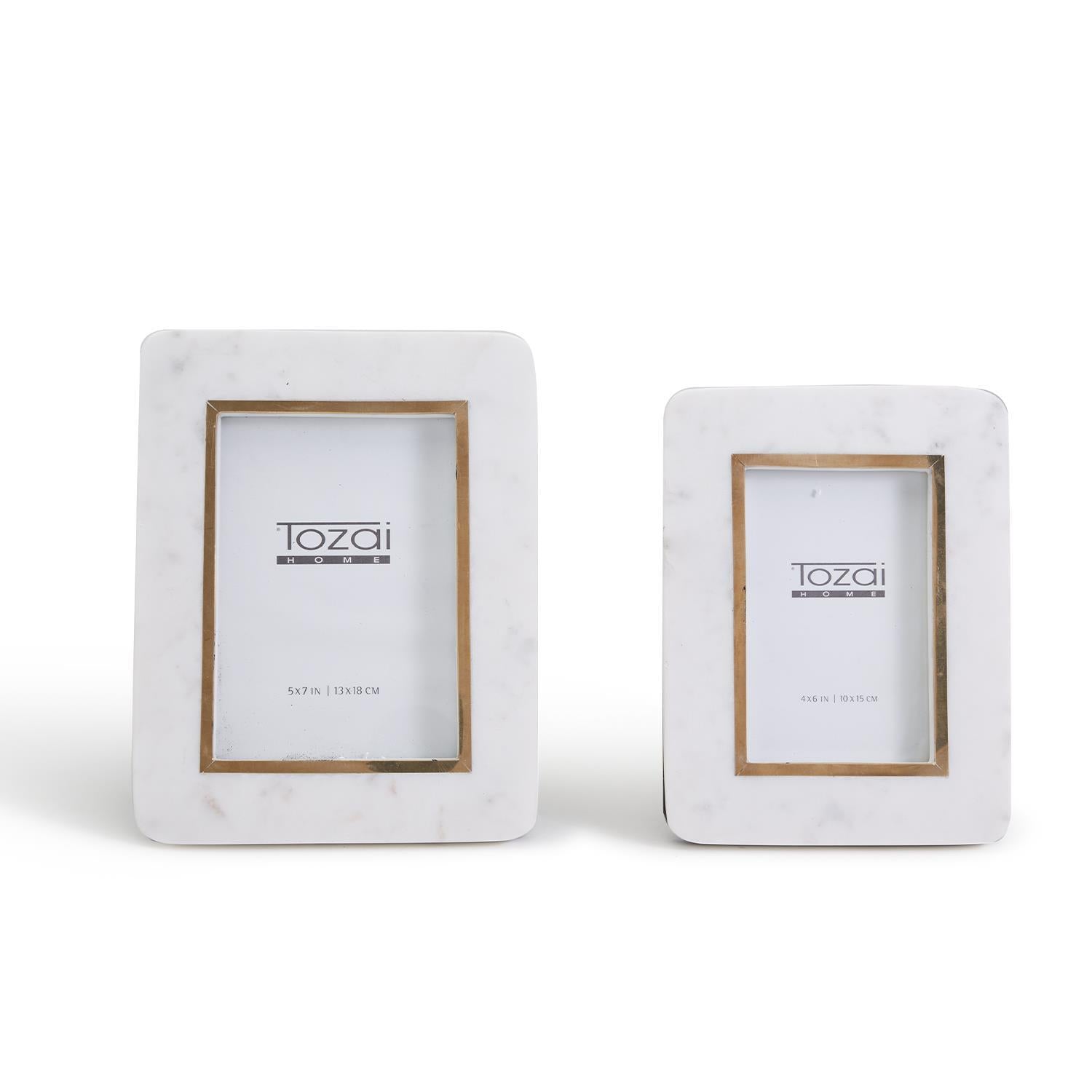 Hoxton White Marble Photo Frame Set of 2