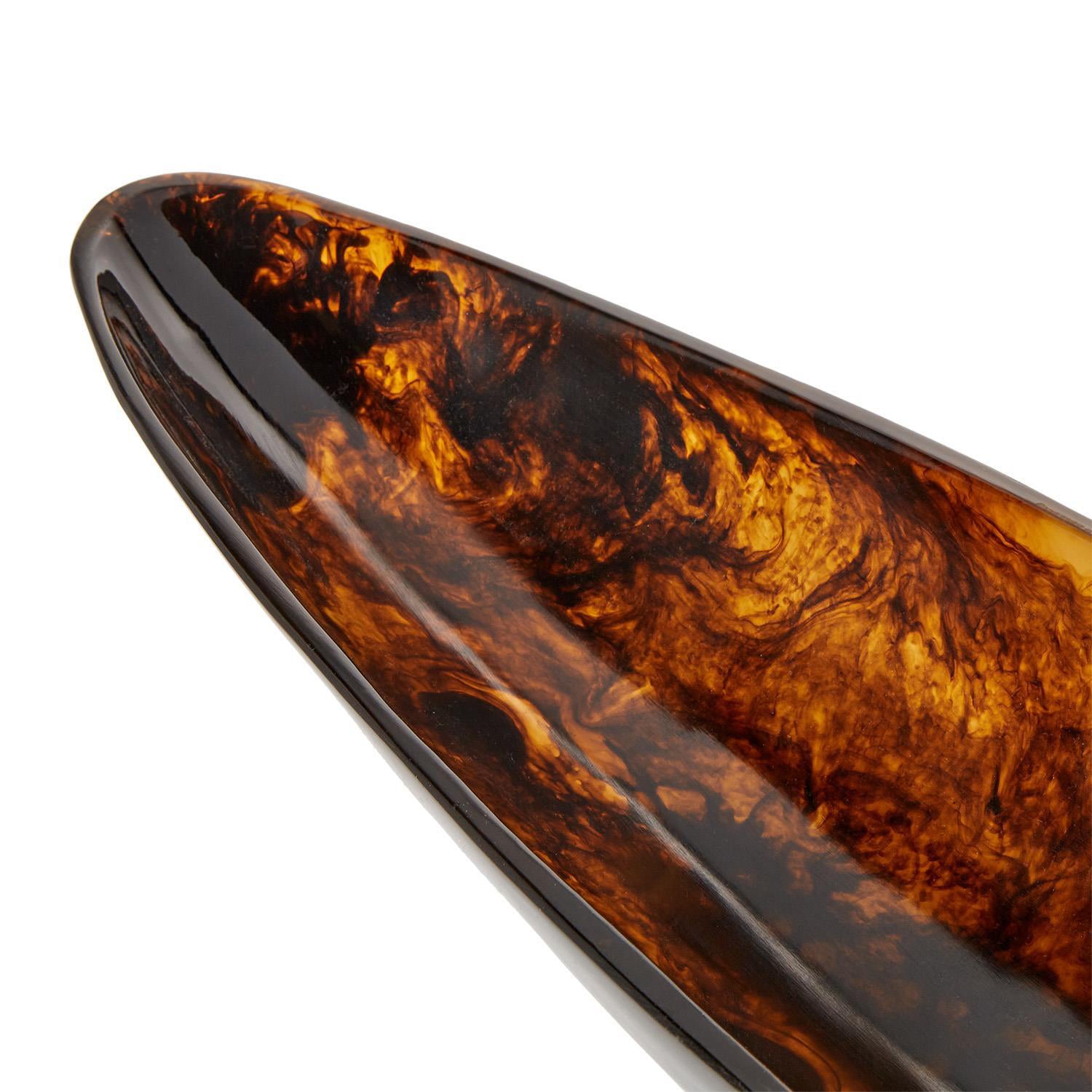 Archipelago Tortoise Brown Marbleized Ellipse Shaped Bowl