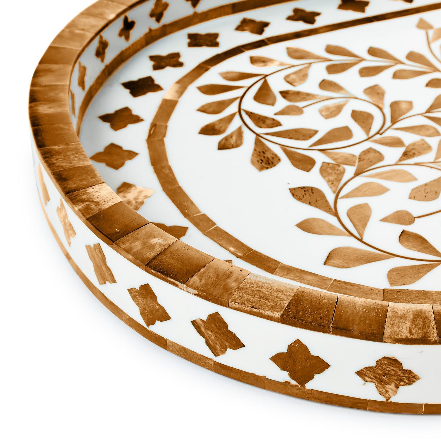 Natural Inlaid Decorative Oval Serving Tray