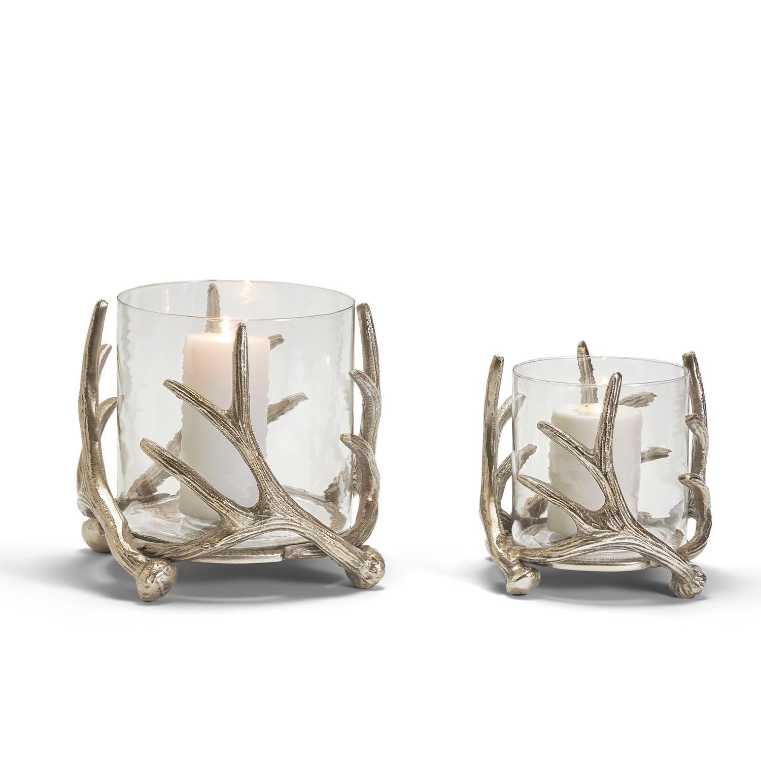 Silver Antler Candleholder Set of 2