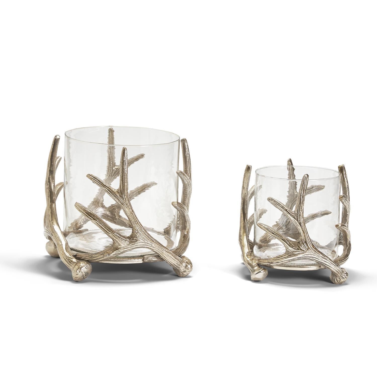 Silver Antler Candleholder Set of 2