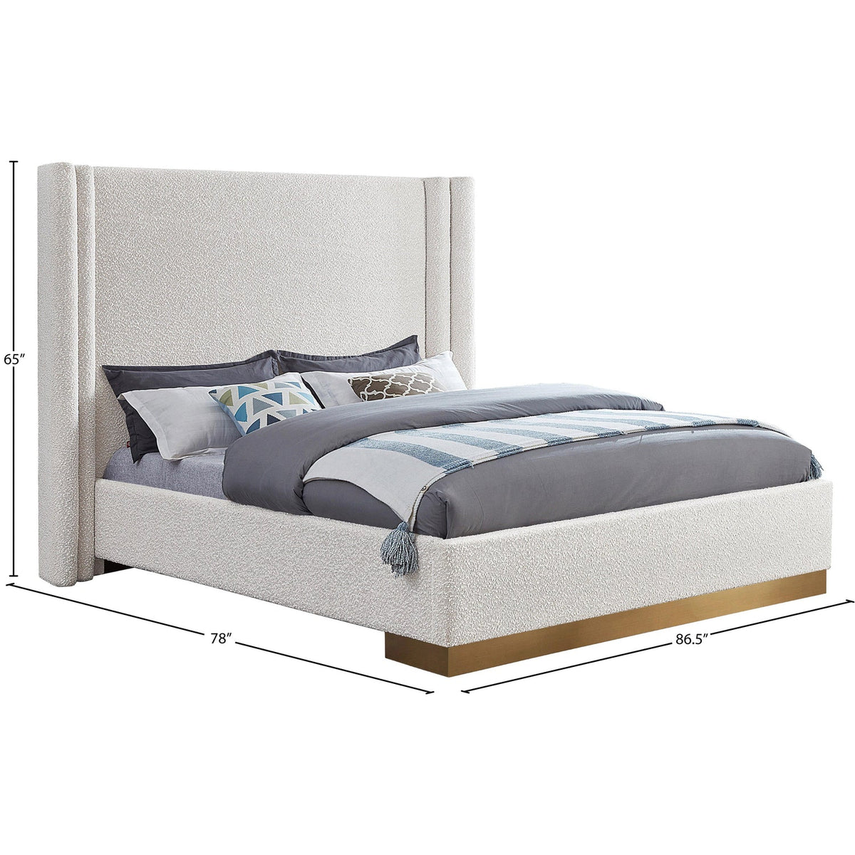 Halton Cream Boucle Fabric Upholstered Bed