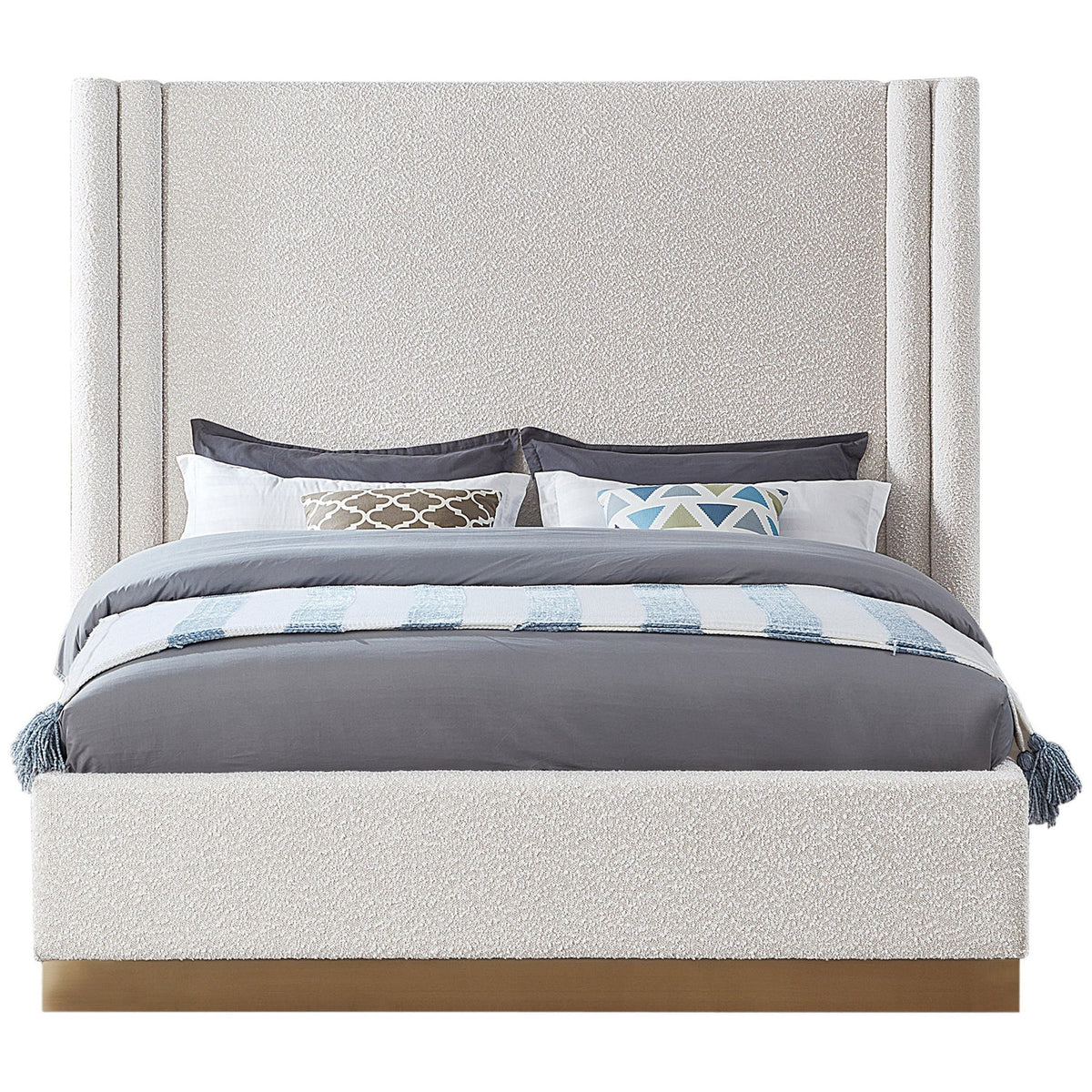 Halton Cream Boucle Fabric Upholstered Bed