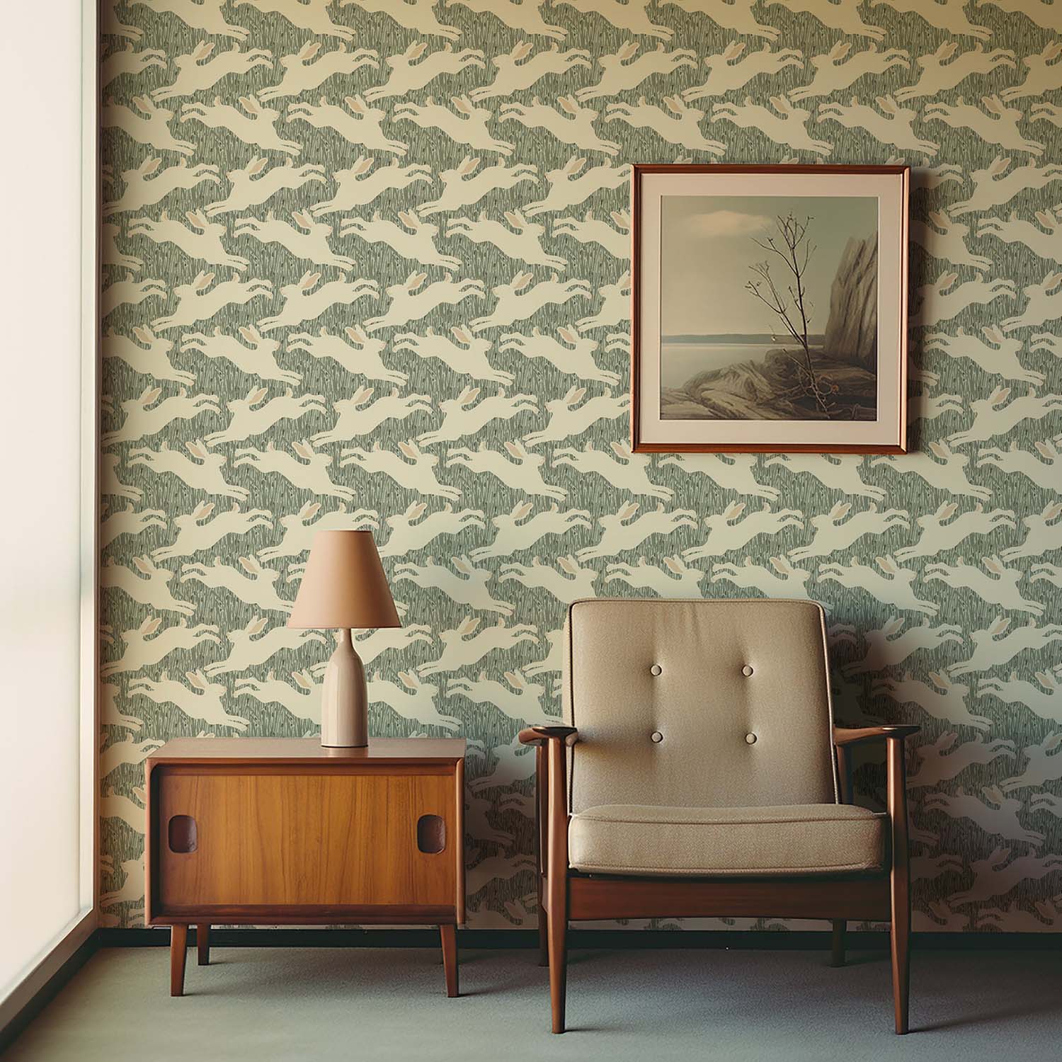 Mitchell Black Hopping Hares Wallpaper