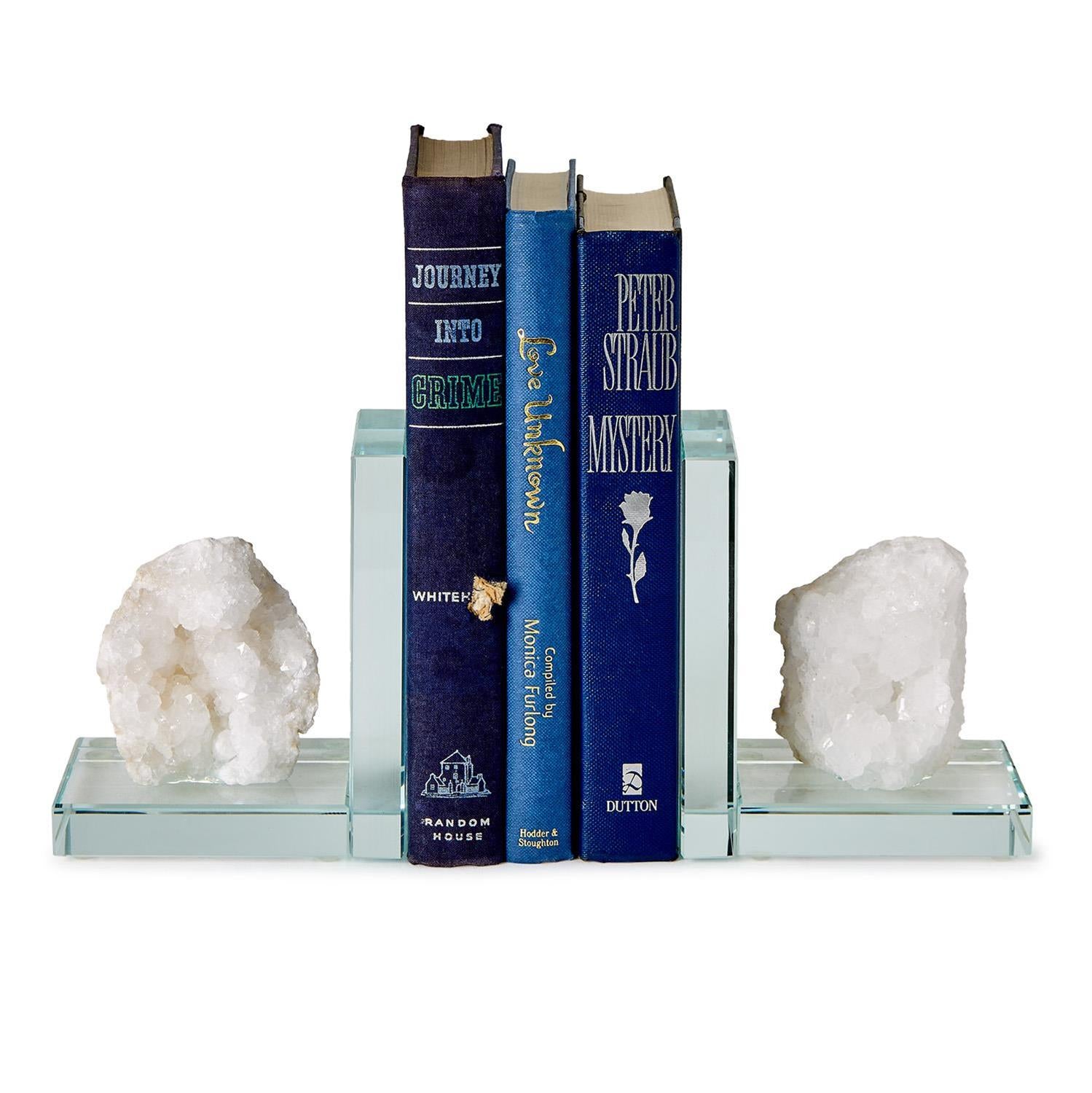 White Quartz Crystal Bookend Set of 2