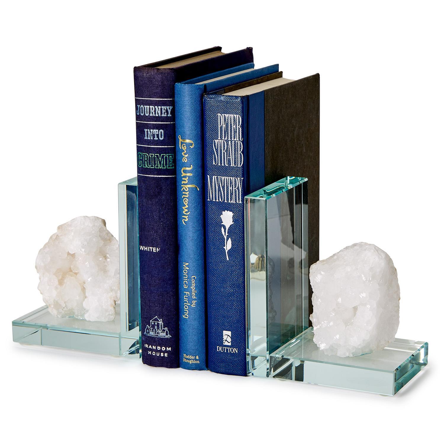 White Quartz Crystal Bookend Set of 2