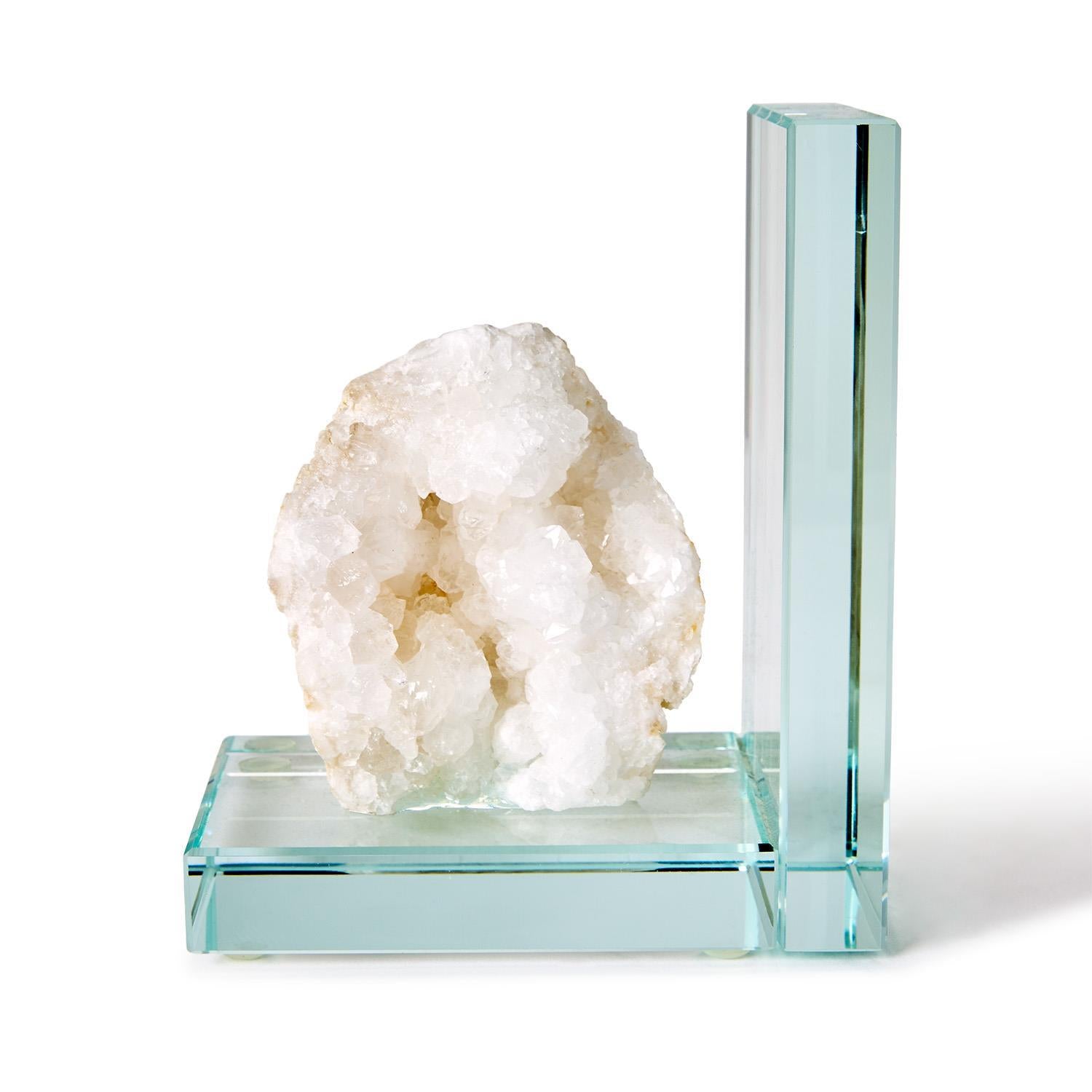 White Quartz Crystal Bookend Set of 2