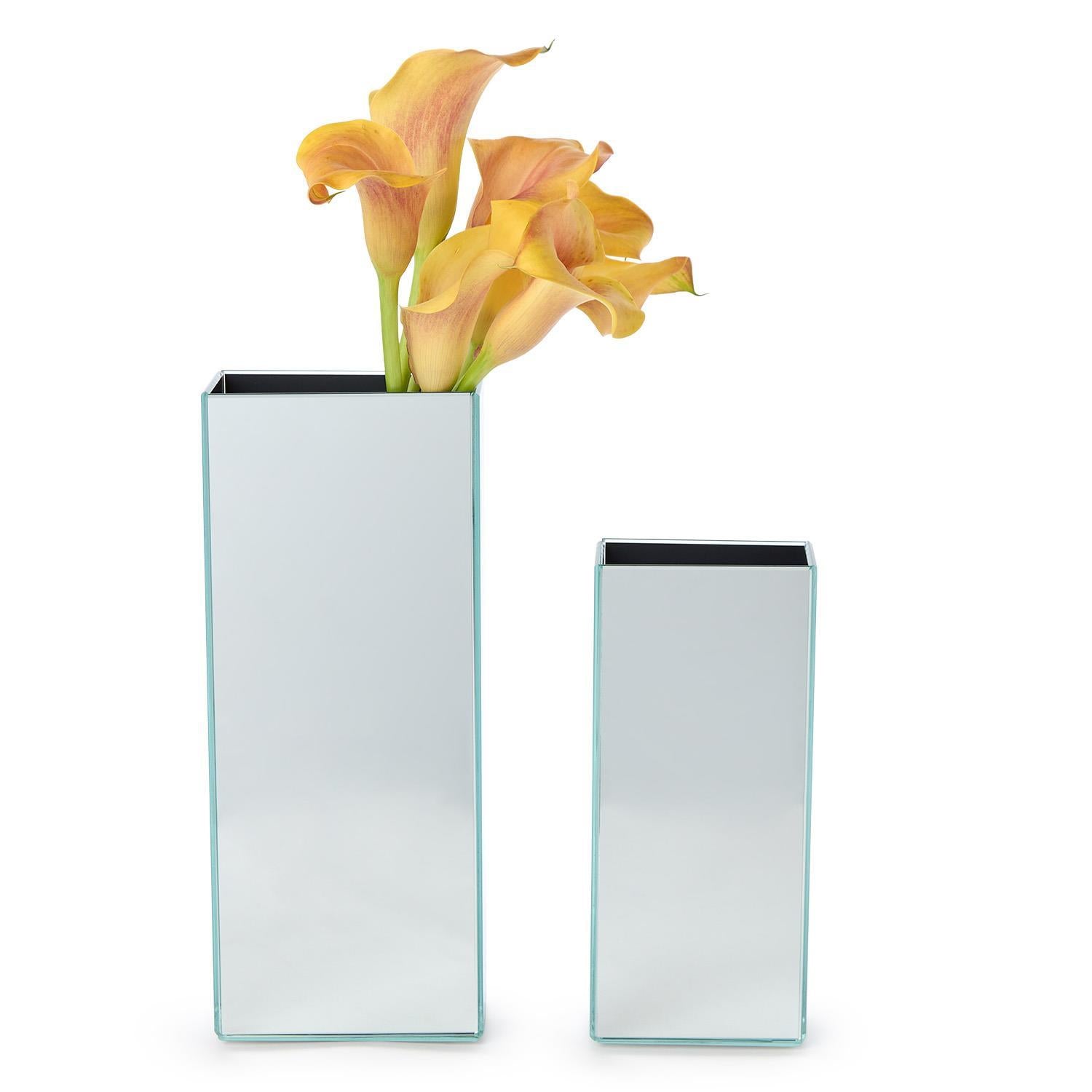 Mirrored Square Vase Set of 2