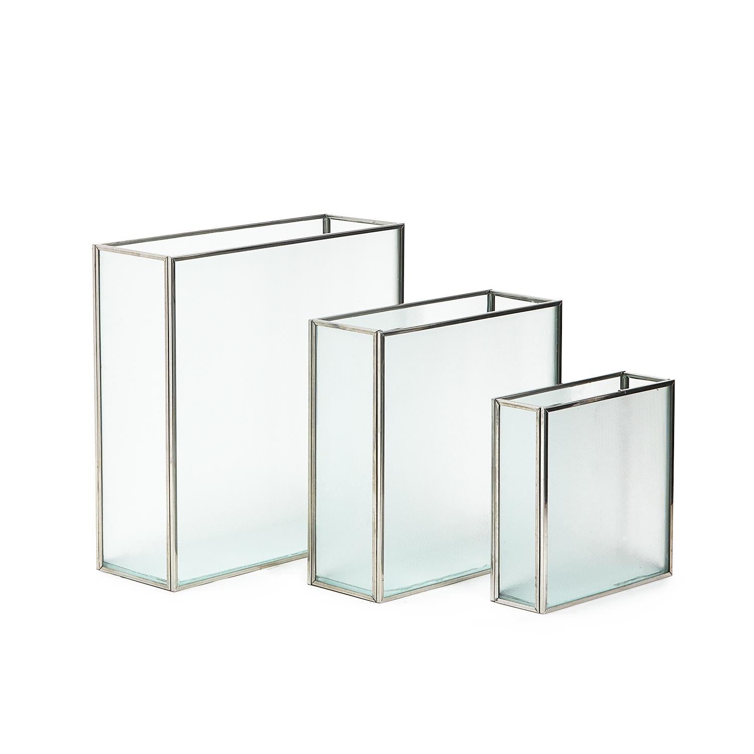 Frosted Windows Square Vase Set of 3