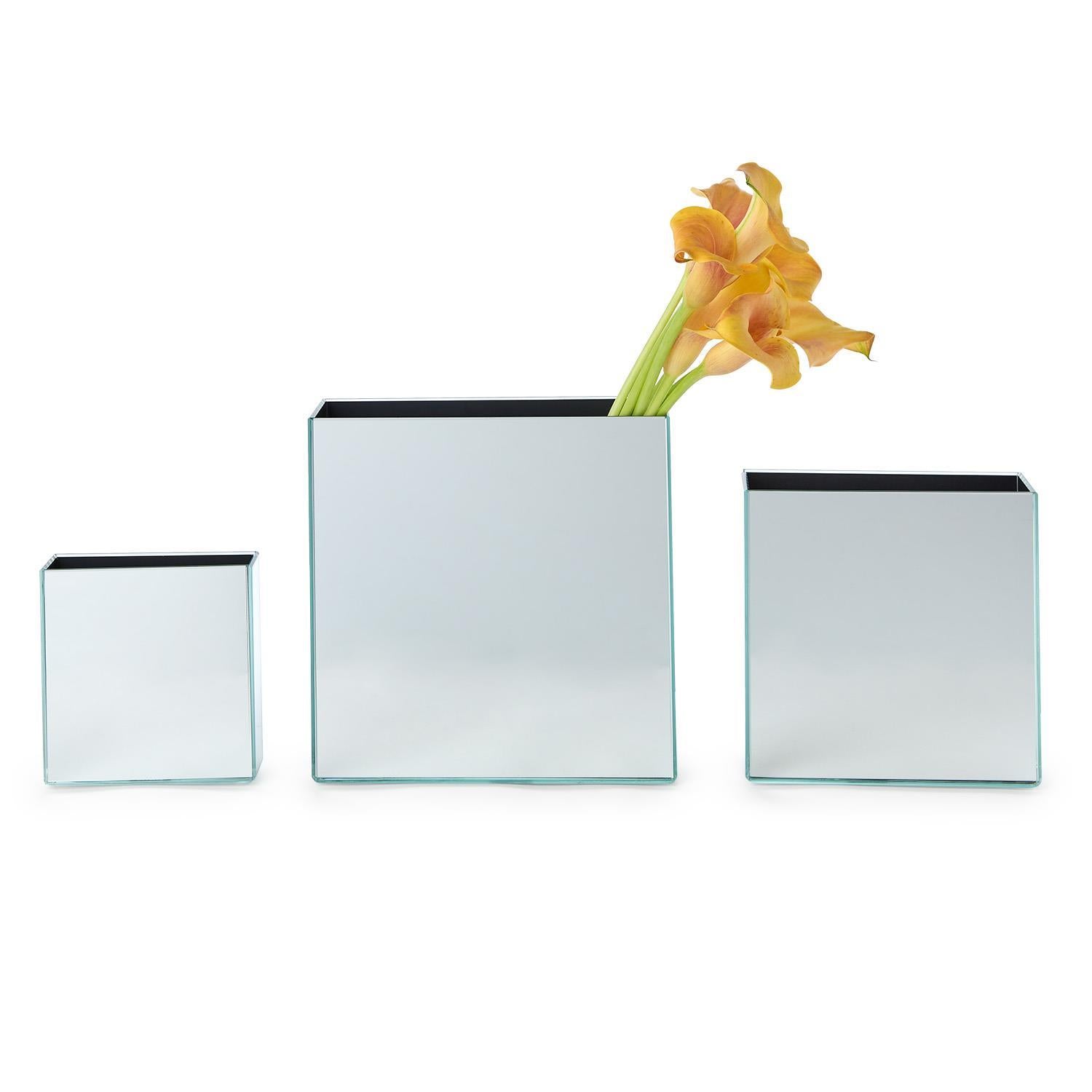 Mirrored Square Vase Set of 3