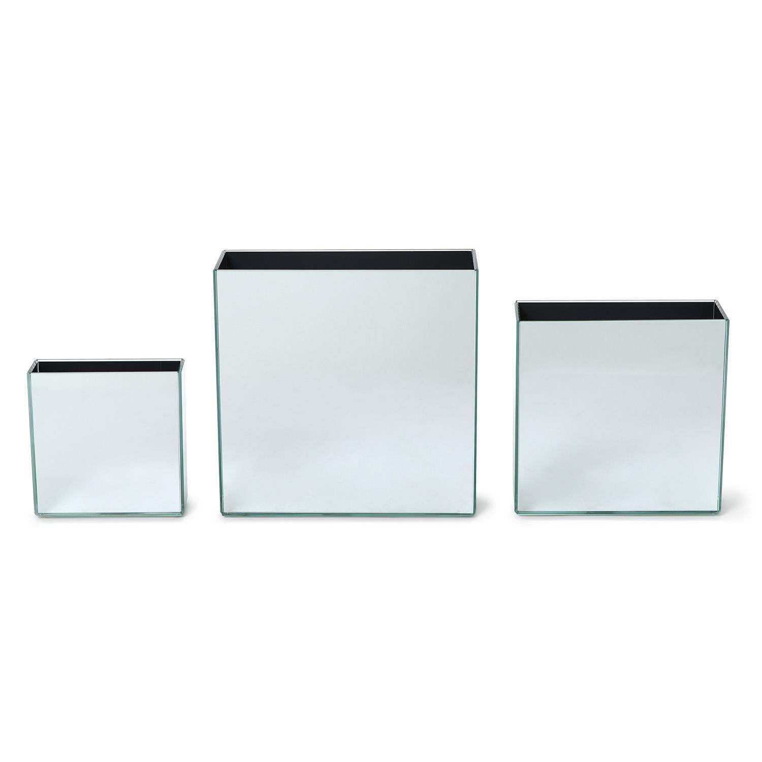 Mirrored Square Vase Set of 3