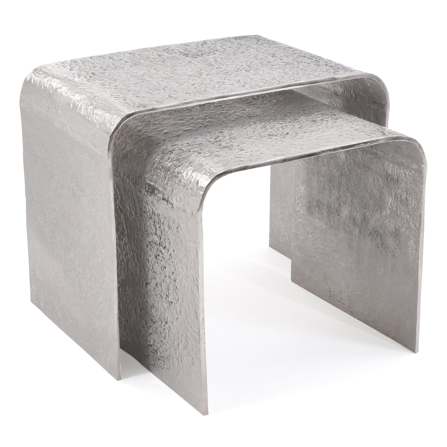 John Richard Textured Nickel Nesting Table Set of 2