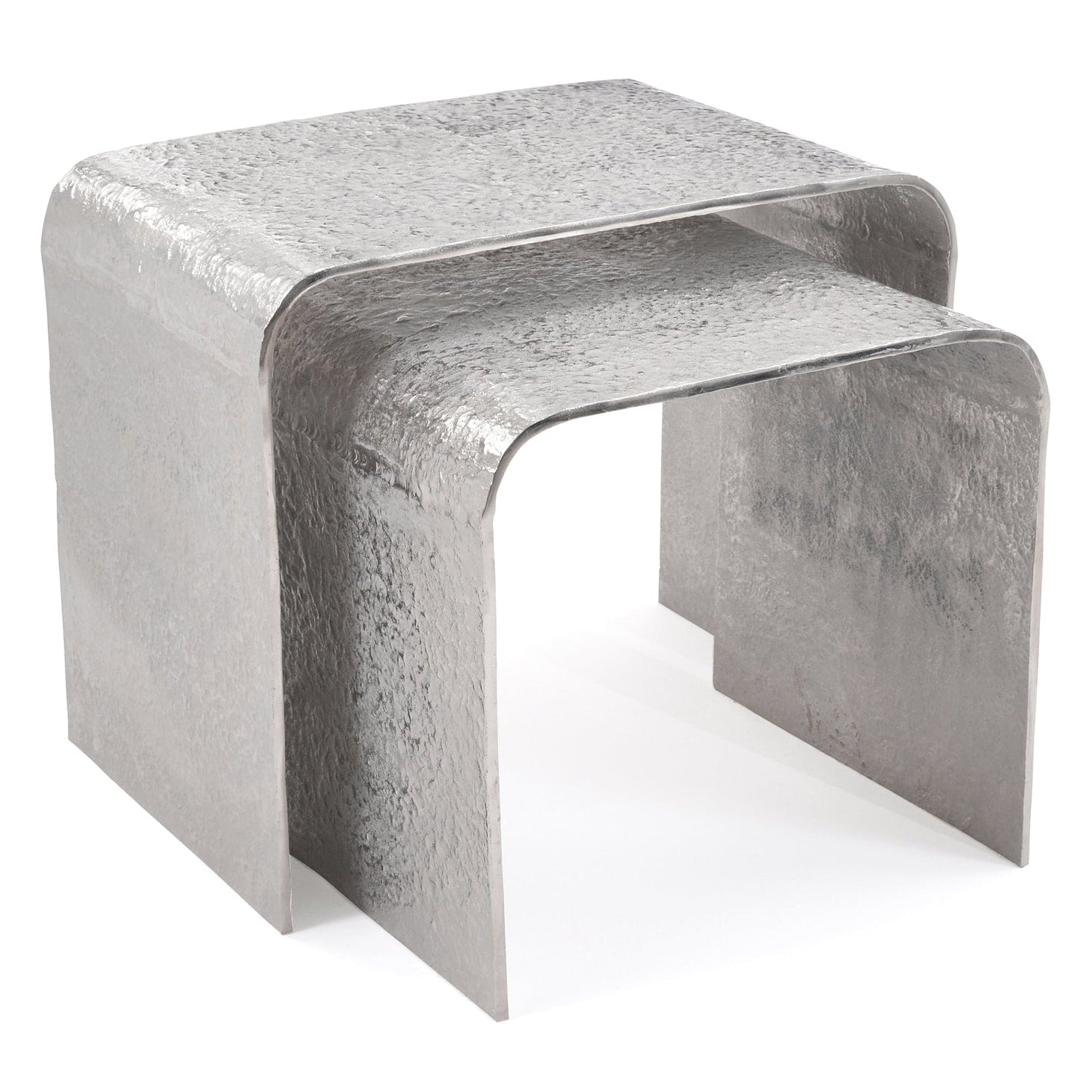 John Richard Textured Nickel Nesting Table Set of 2