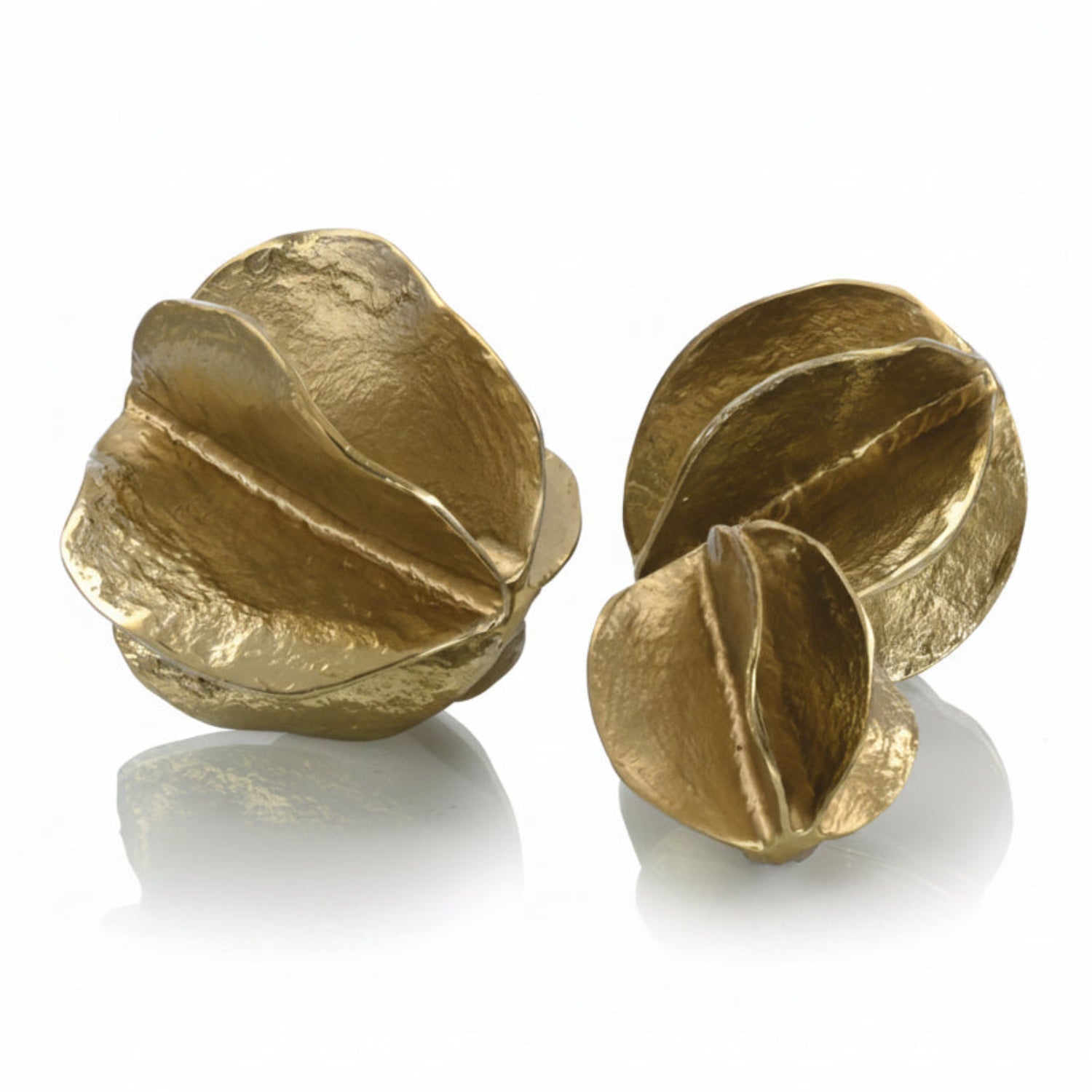 John Richard Brass Spheres of Flowing Waves Set of 3