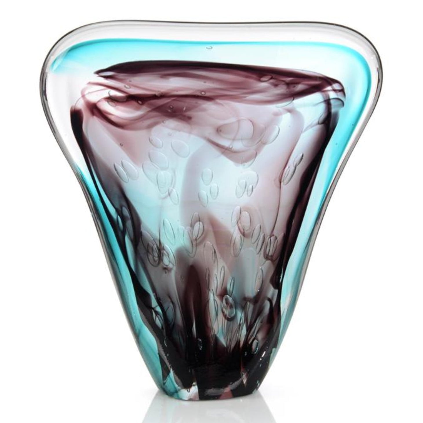 John Richard Eggplant Purple and Turquoise Handblown Glass II Sculpture