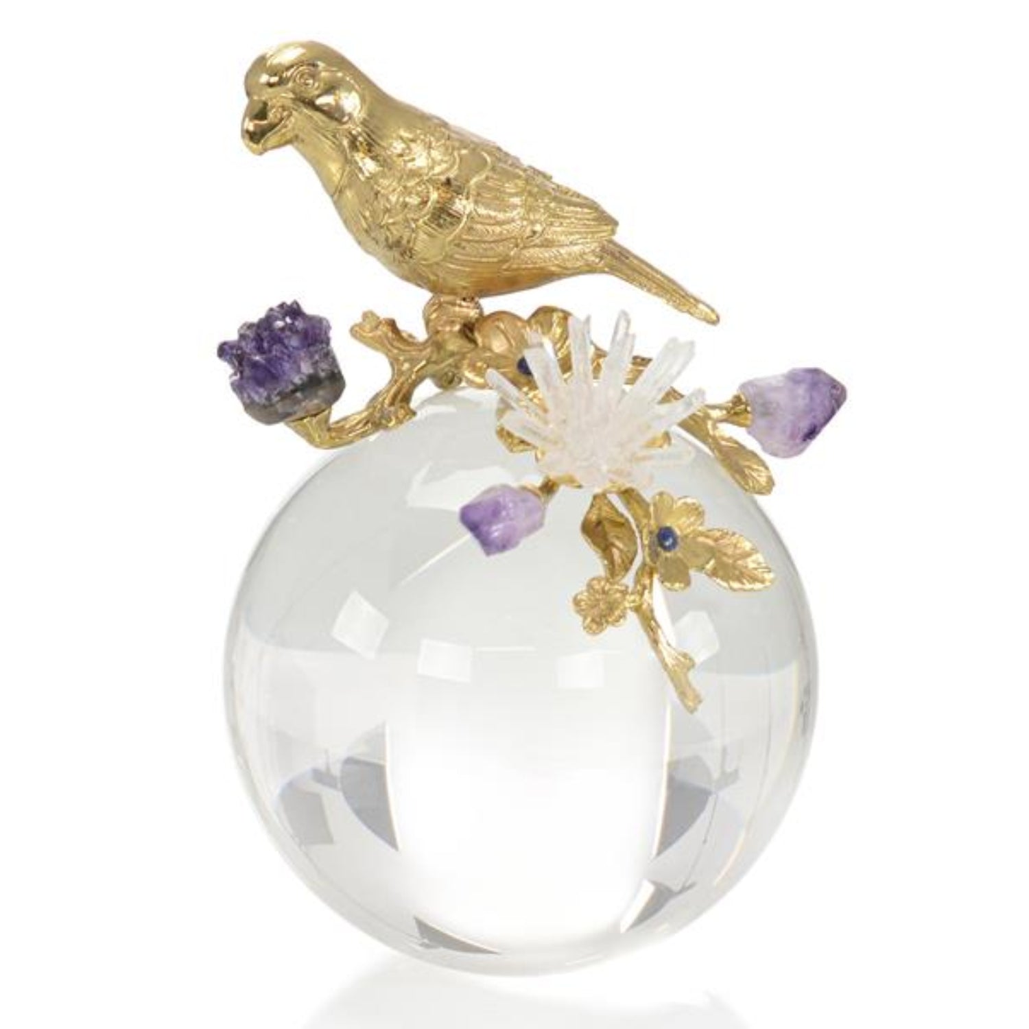 John Richard Brass Parrot and Amethyst I Sculpture