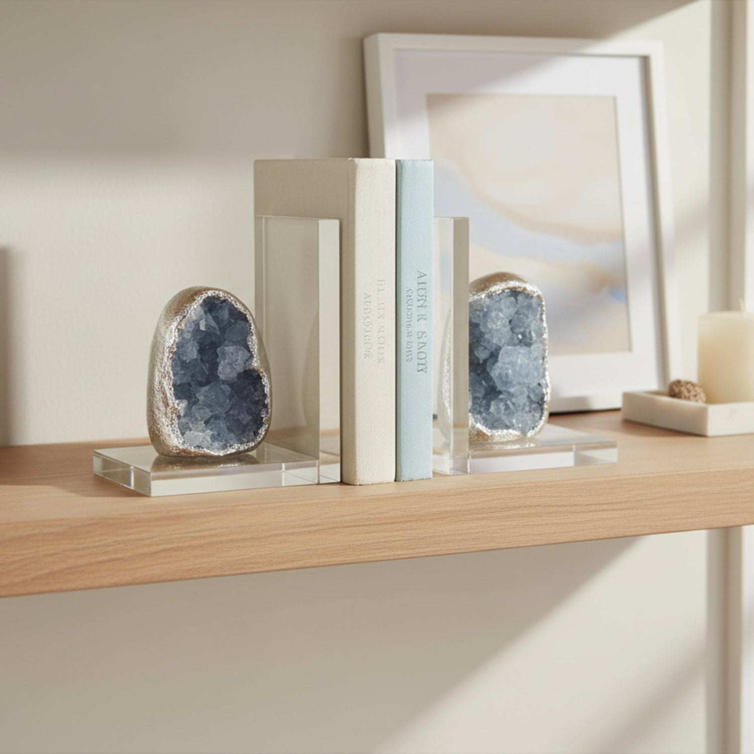 John Richard Silver Geode Bookend Set of 2