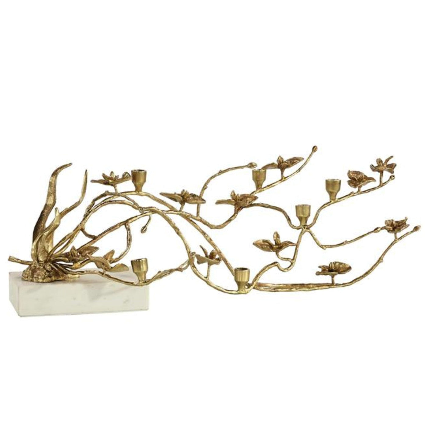 John Richard Orchids in Bloom Brass Large Candleholder