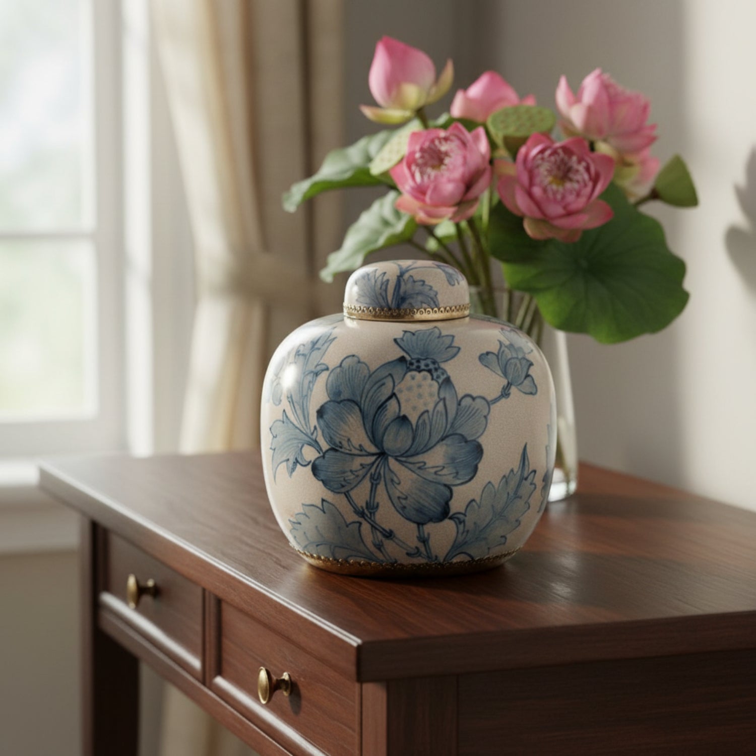 John Richard Lidded Bloom Wide Jar
