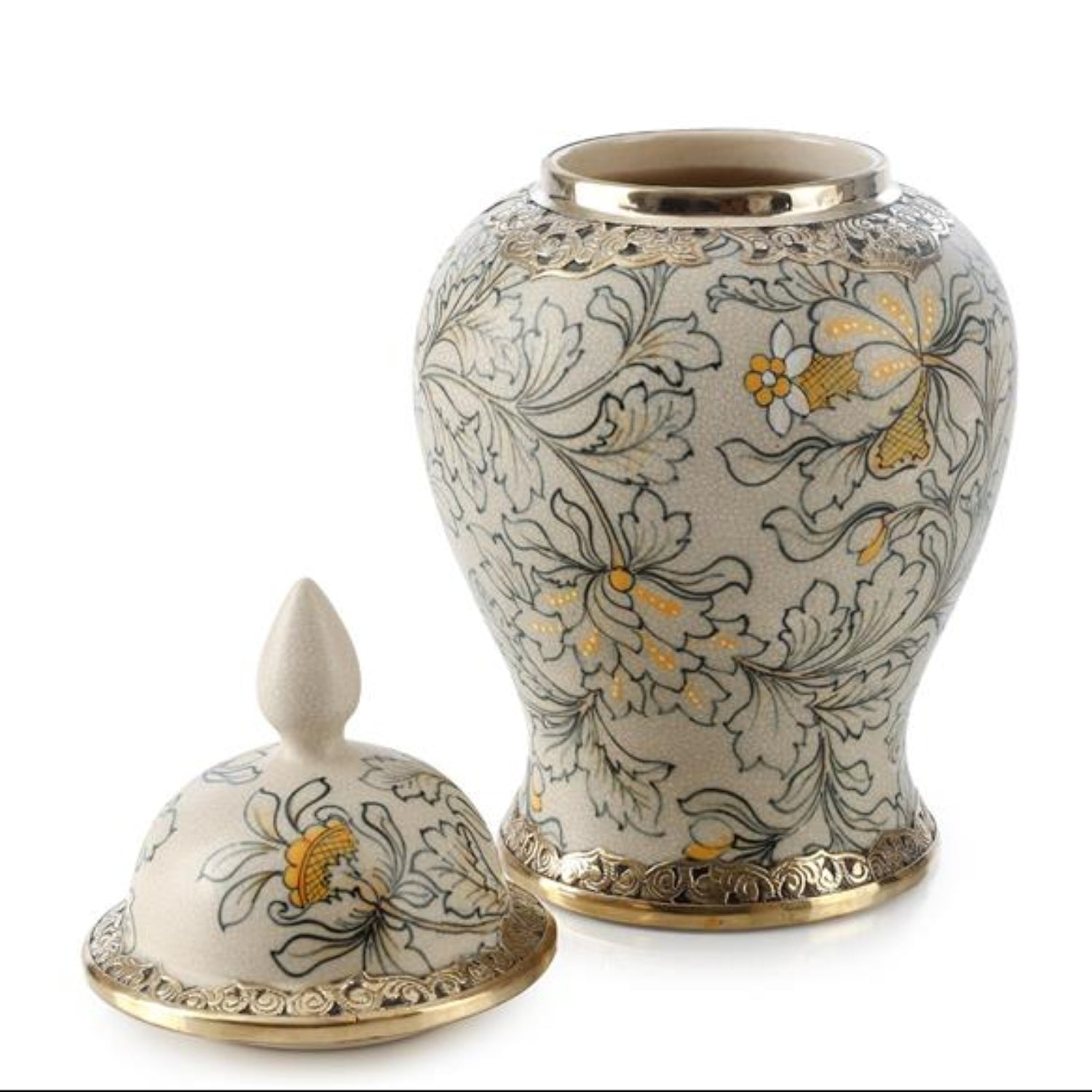 John Richard Lidded Foliage Medium Jar