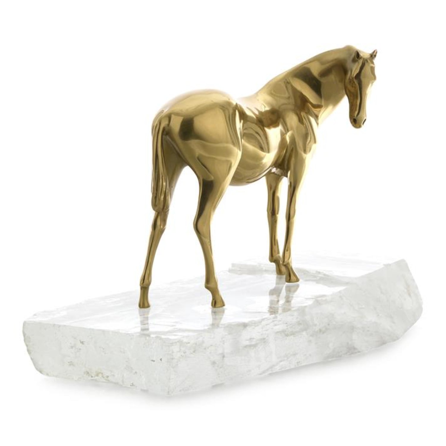 John Richard Brass Horse Sculpture on Selenite