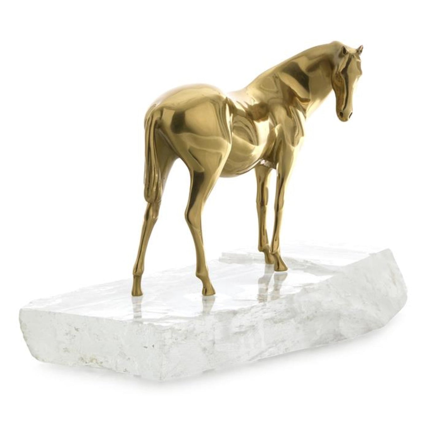John Richard Brass Horse Sculpture on Selenite