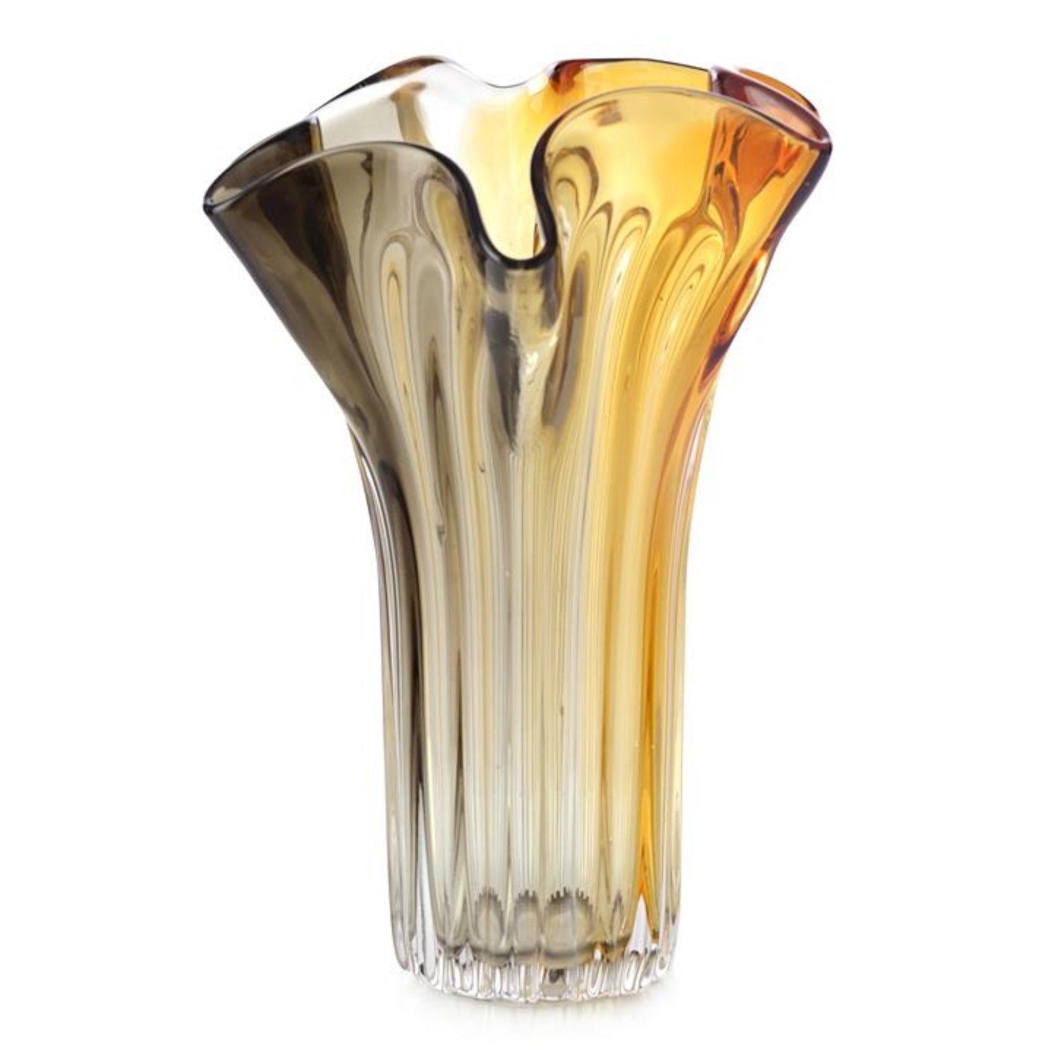 John Richard Amber Ruffles Vase