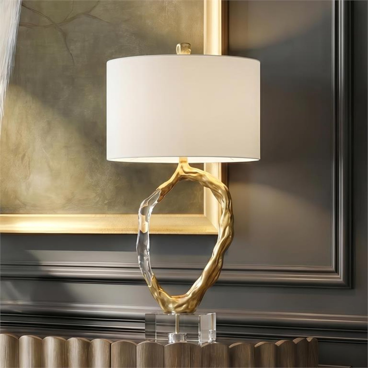 John Richard Metallic Ice Brass Table Lamp