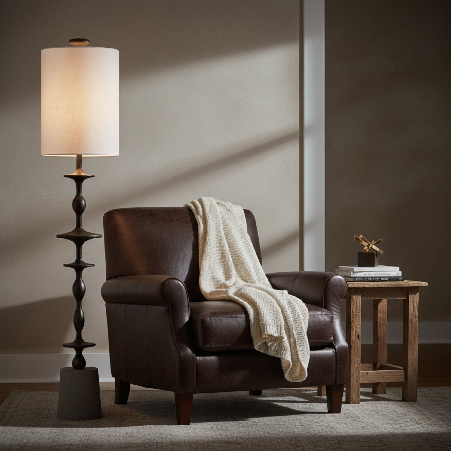 John Richard Matte Black Baluster Candlestick Lamp