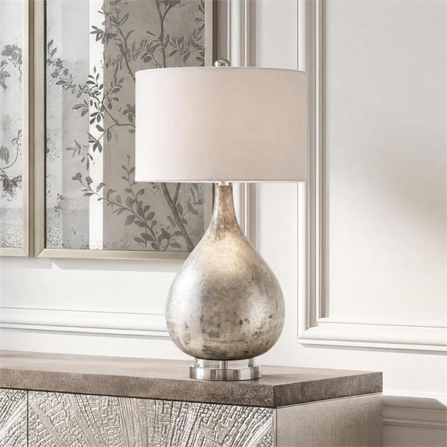 John Richard Weathered Silver Lamp