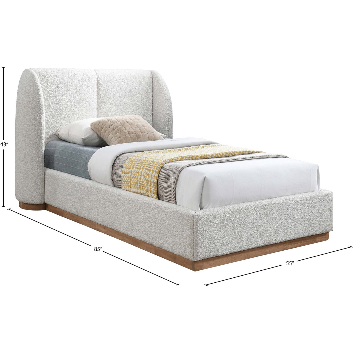 Jardin Cream Boucle Fabric Upholstered Bed