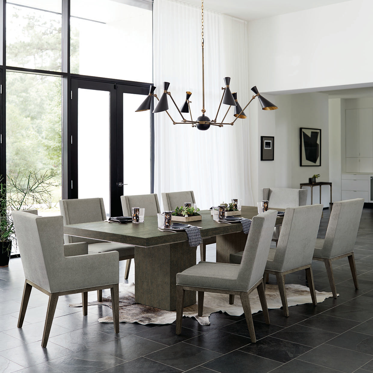 Bernhardt Linea Cerused Charcoal Rectangular Dining Table