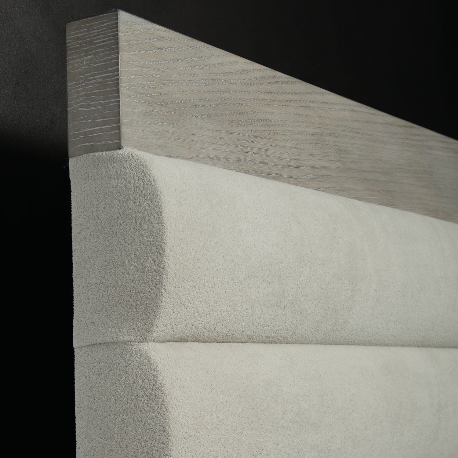 Bernhardt Linea Cerused Greige Upholstered Panel Bed