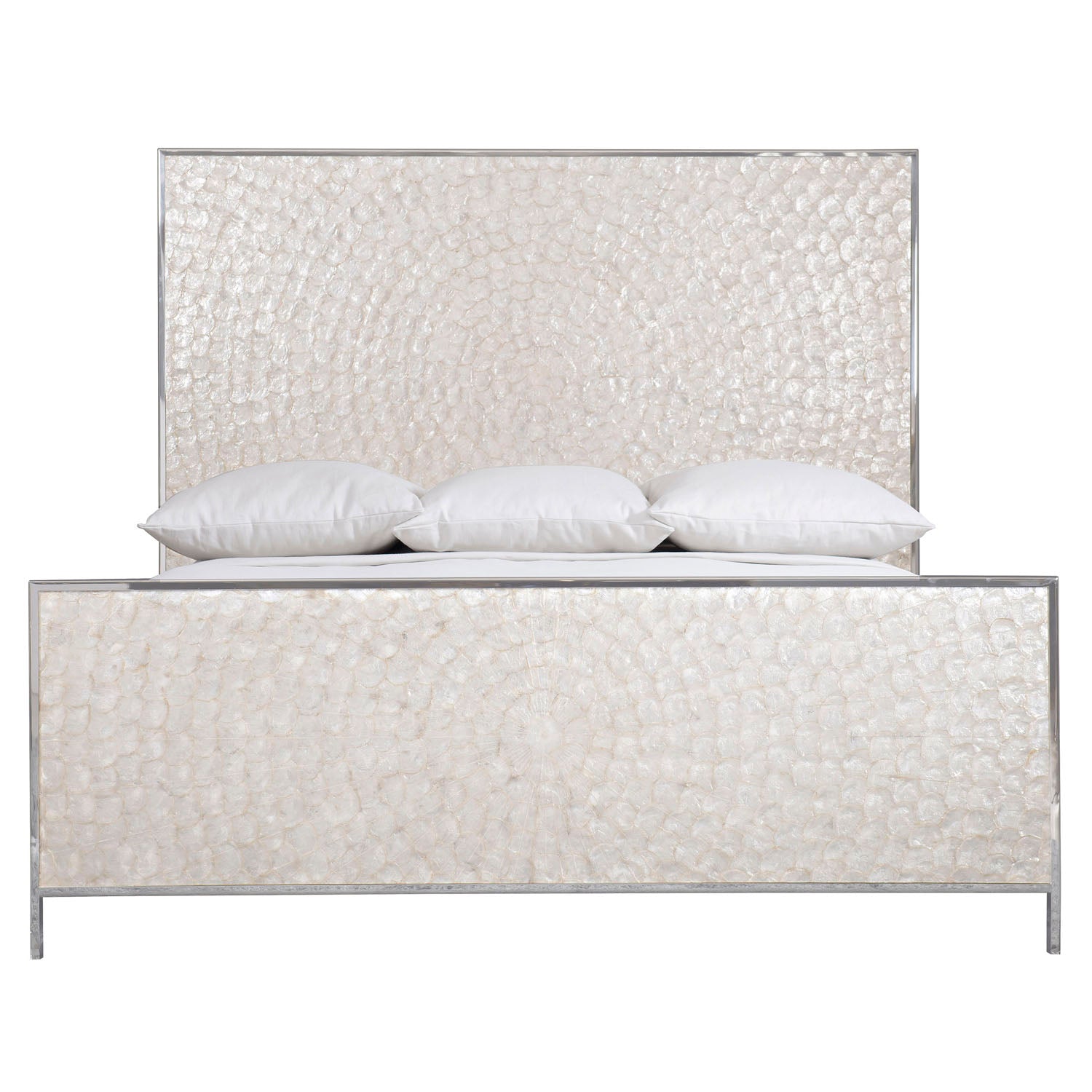 Bernhardt Helios King Capiz Shell Panel Bed in Pure white finish, side profile