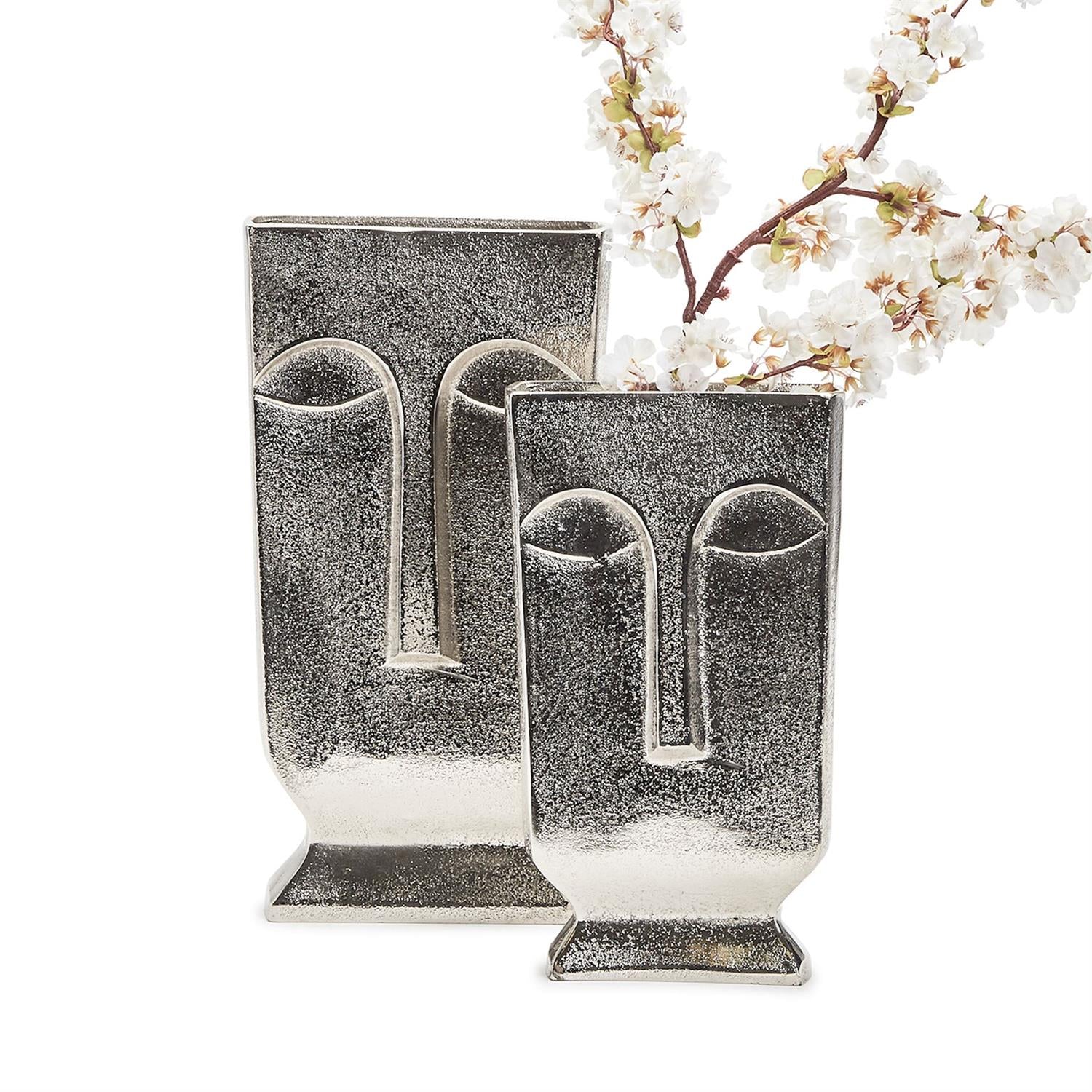 Silver Face Vase Set of 2