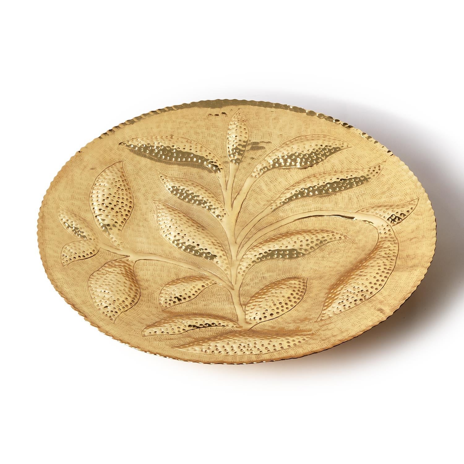 Golden Hammered Tray Set of 3