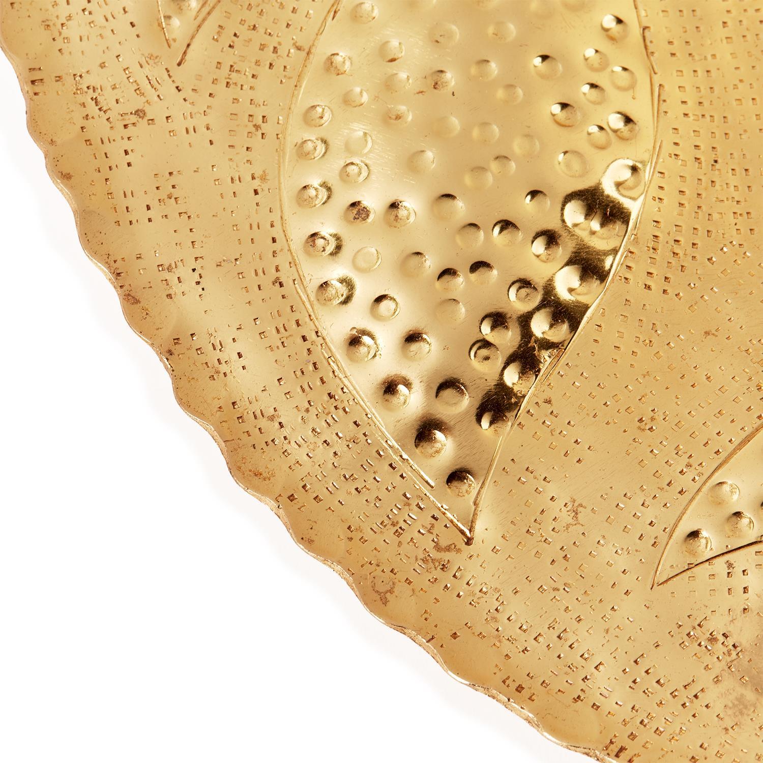 Golden Hammered Tray Set of 3