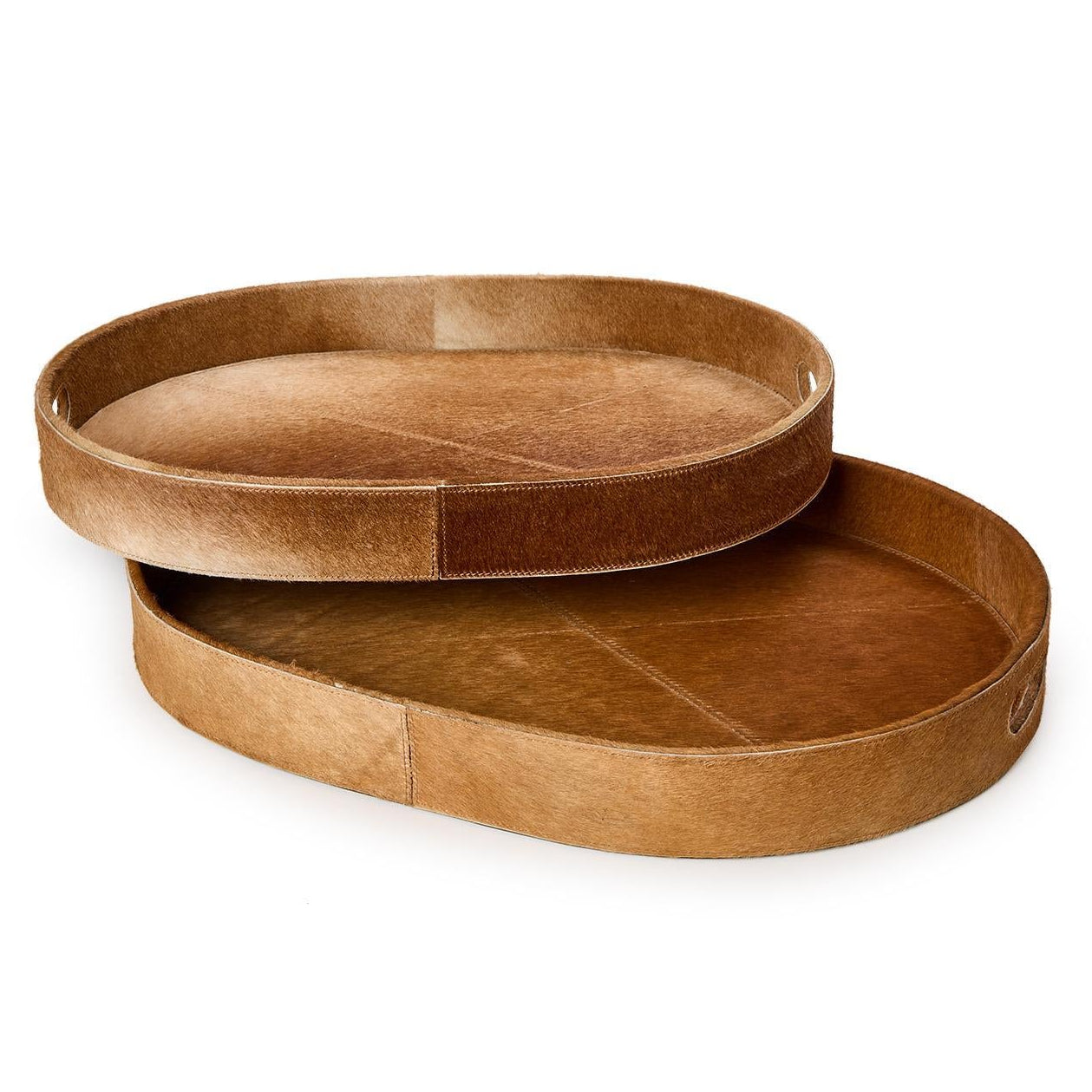 Brown Cowhide Tray Set of 2