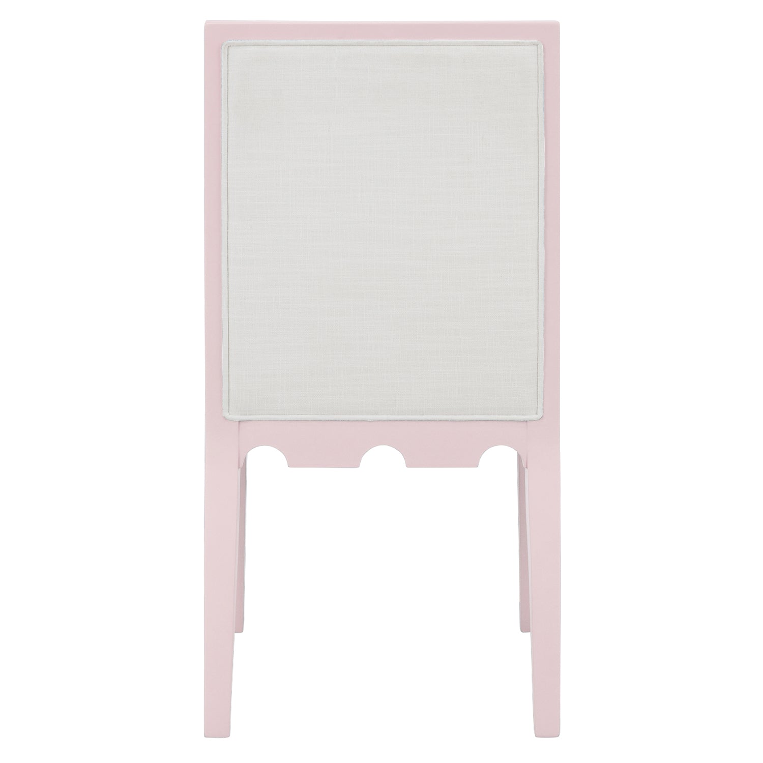 Close-up of the pink wood finish on the Lanister Pink Dining Chair