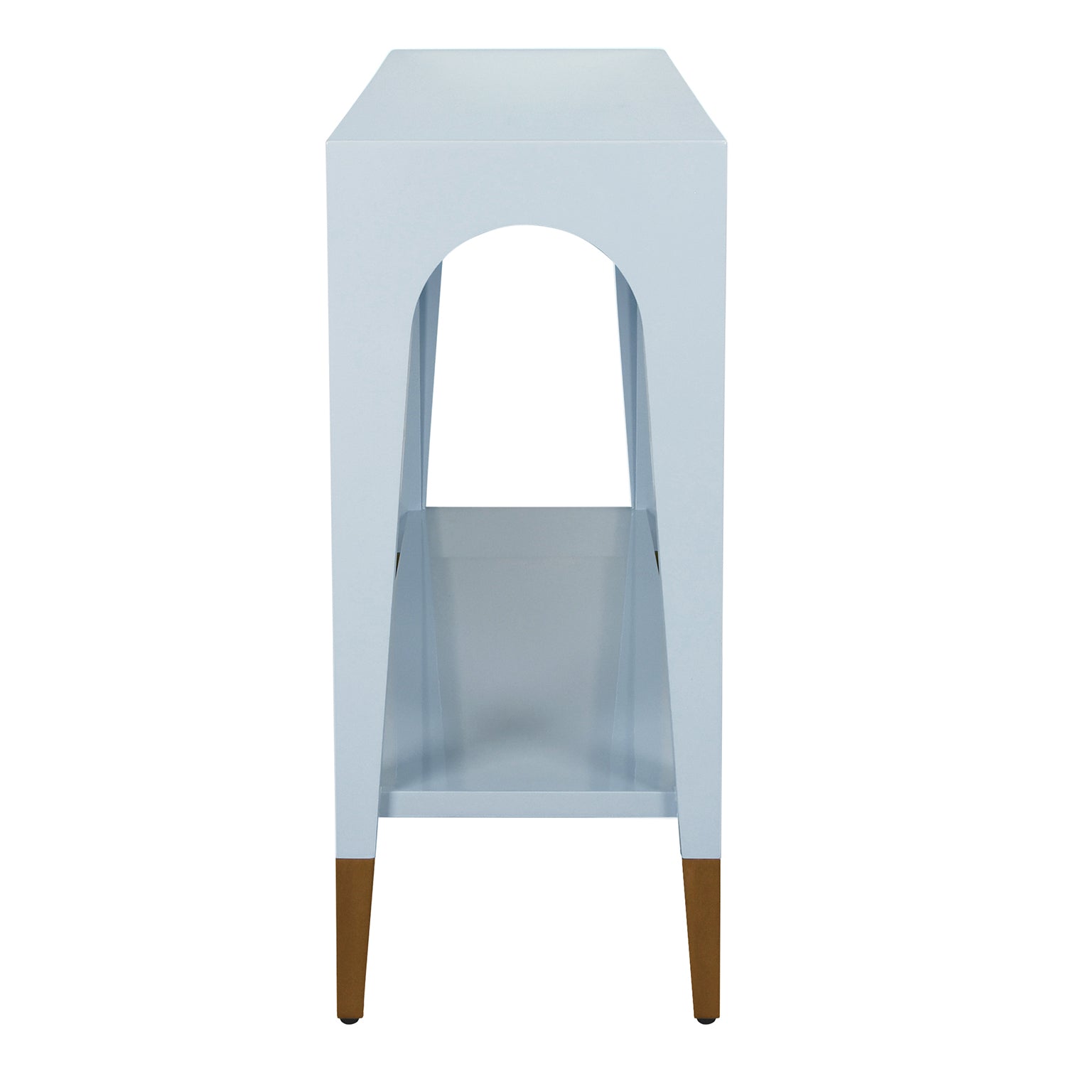 Laverne Light Blue Console Table styled in a room setting