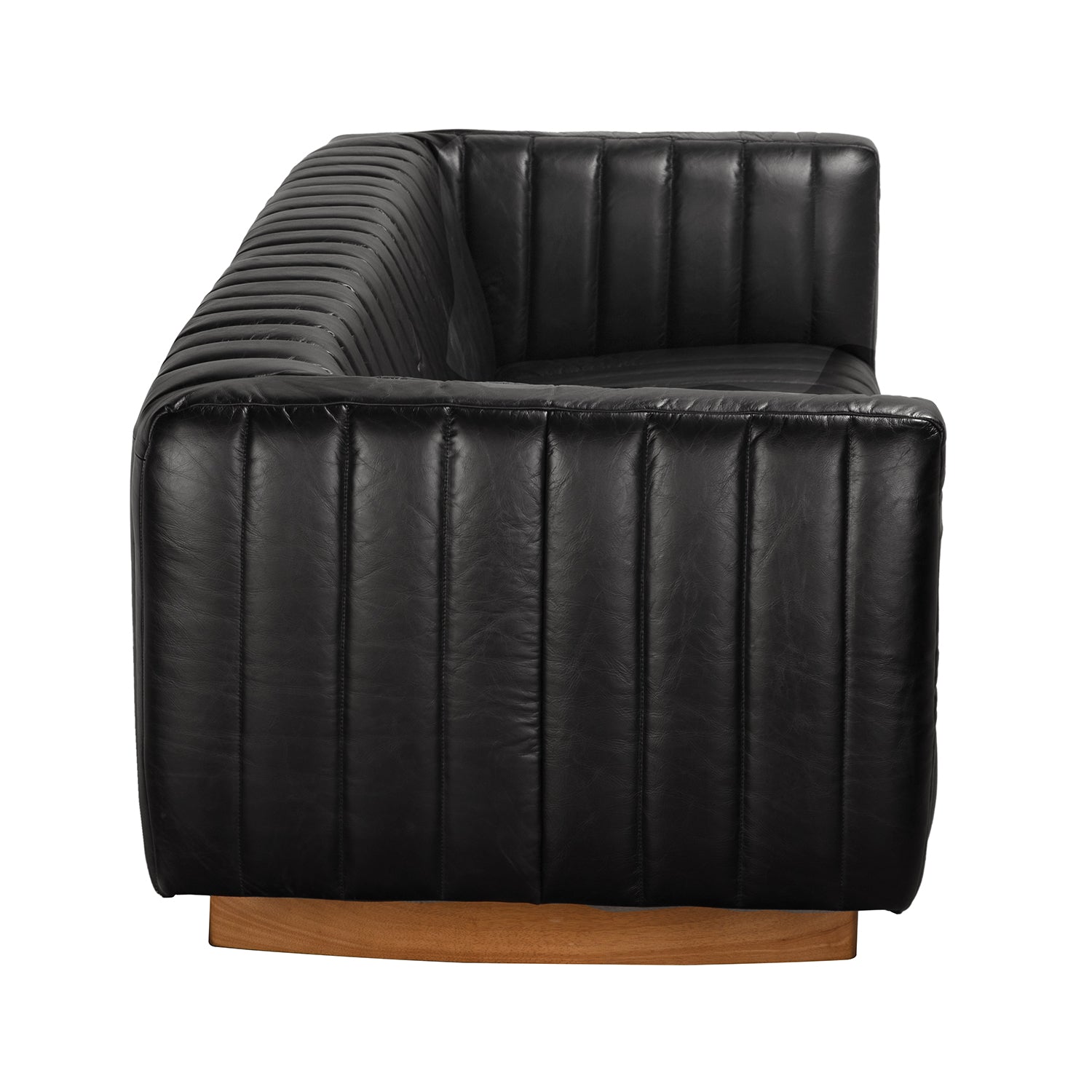 Noir Khann Leather Sofa leather upholstery and seam detail