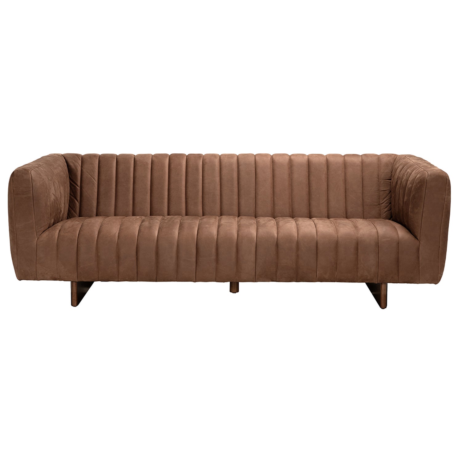 Noir Khann Leather Sofa styled in a living room to show scale