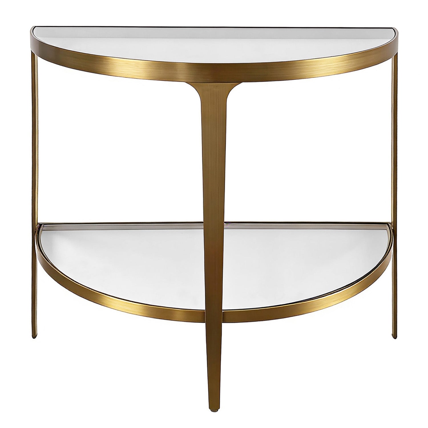 Worlds Away Lisa Brass Demilune Console Table
